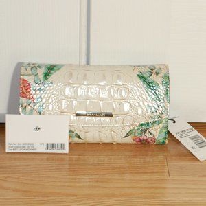 NWT Brahmin Modern Checkbook Wallet Ivory Tahiti with pen